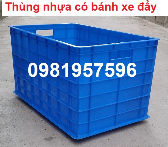 Thùng nhựa có bánh xe đẩy kích thước 78x50x43 cm